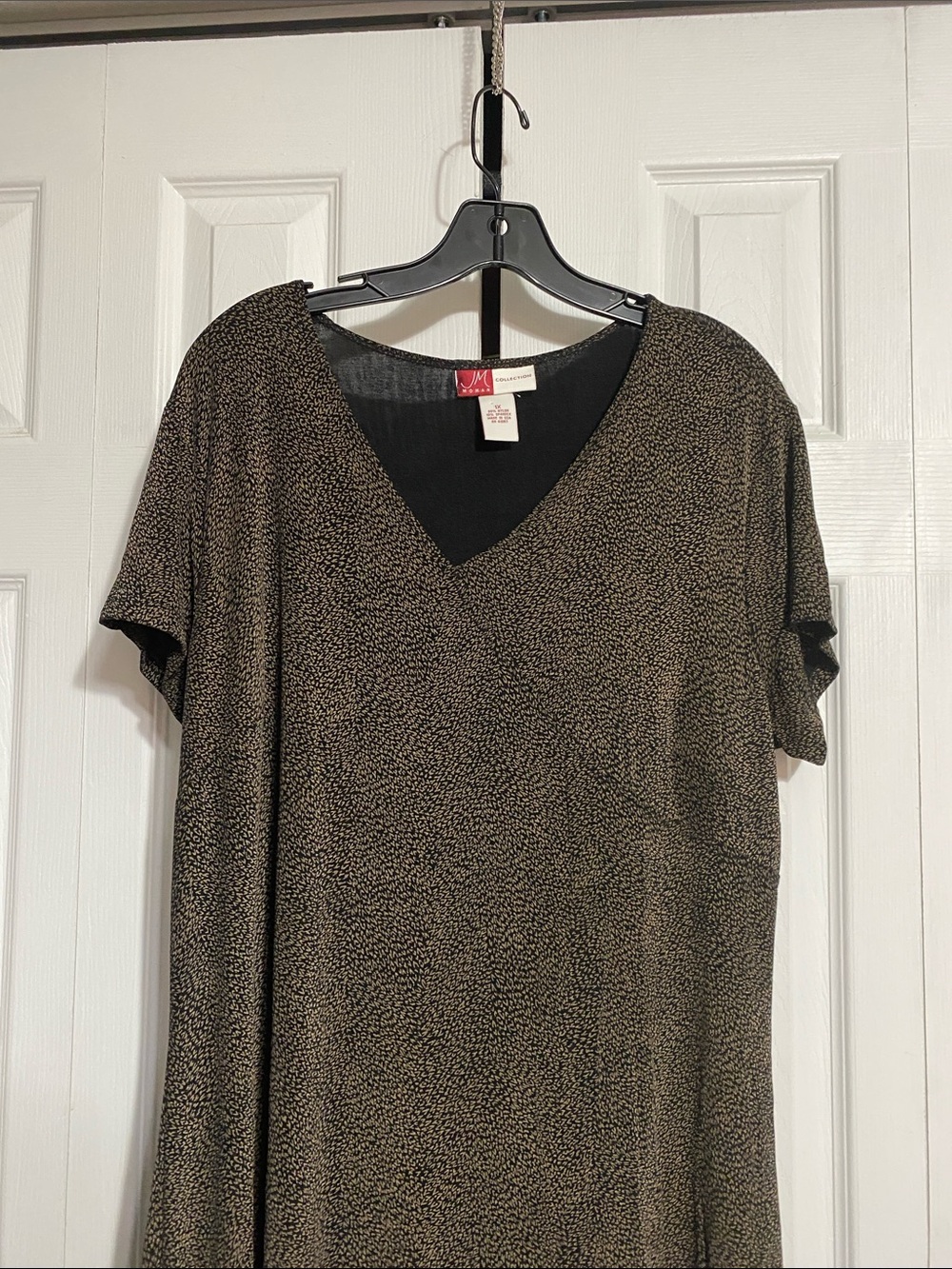 JM Collection black & tan fluid knit shift style dress size 1X - Picture 2 of 8